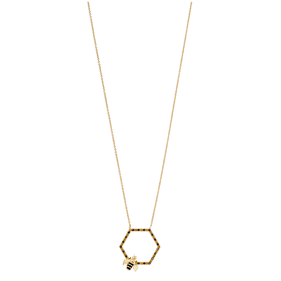 ALISON LOU-Bee In The Trap Necklace-YELLOW GOLD
