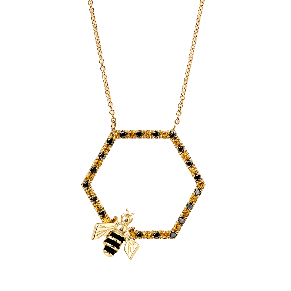 ALISON LOU-Bee In The Trap Necklace-YELLOW GOLD