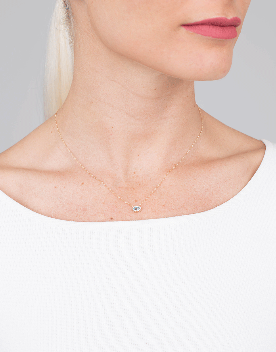 ALISON LOU-Blue Topaz Pendant Necklace-YELLOW GOLD