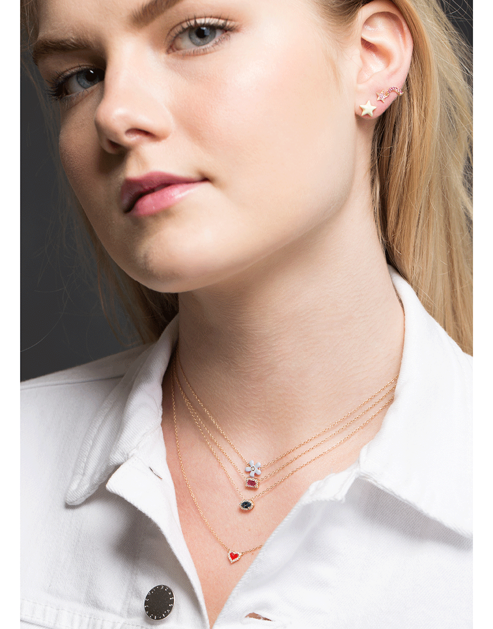 ALISON LOU-Ruby Pendant Necklace-YELLOW GOLD