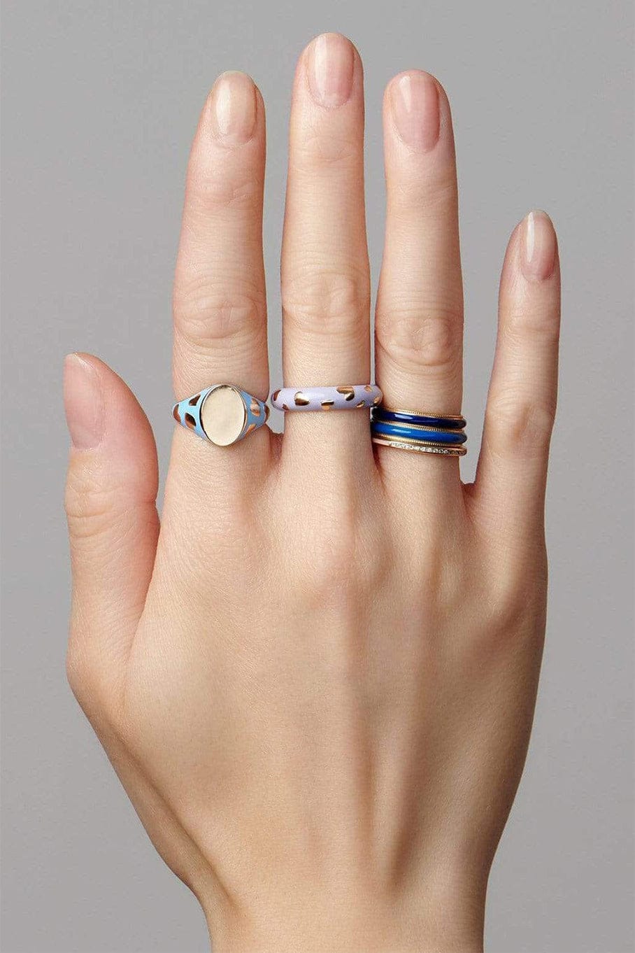 ALISON LOU-Caribbean Blue Signet Ring-YELLOW GOLD