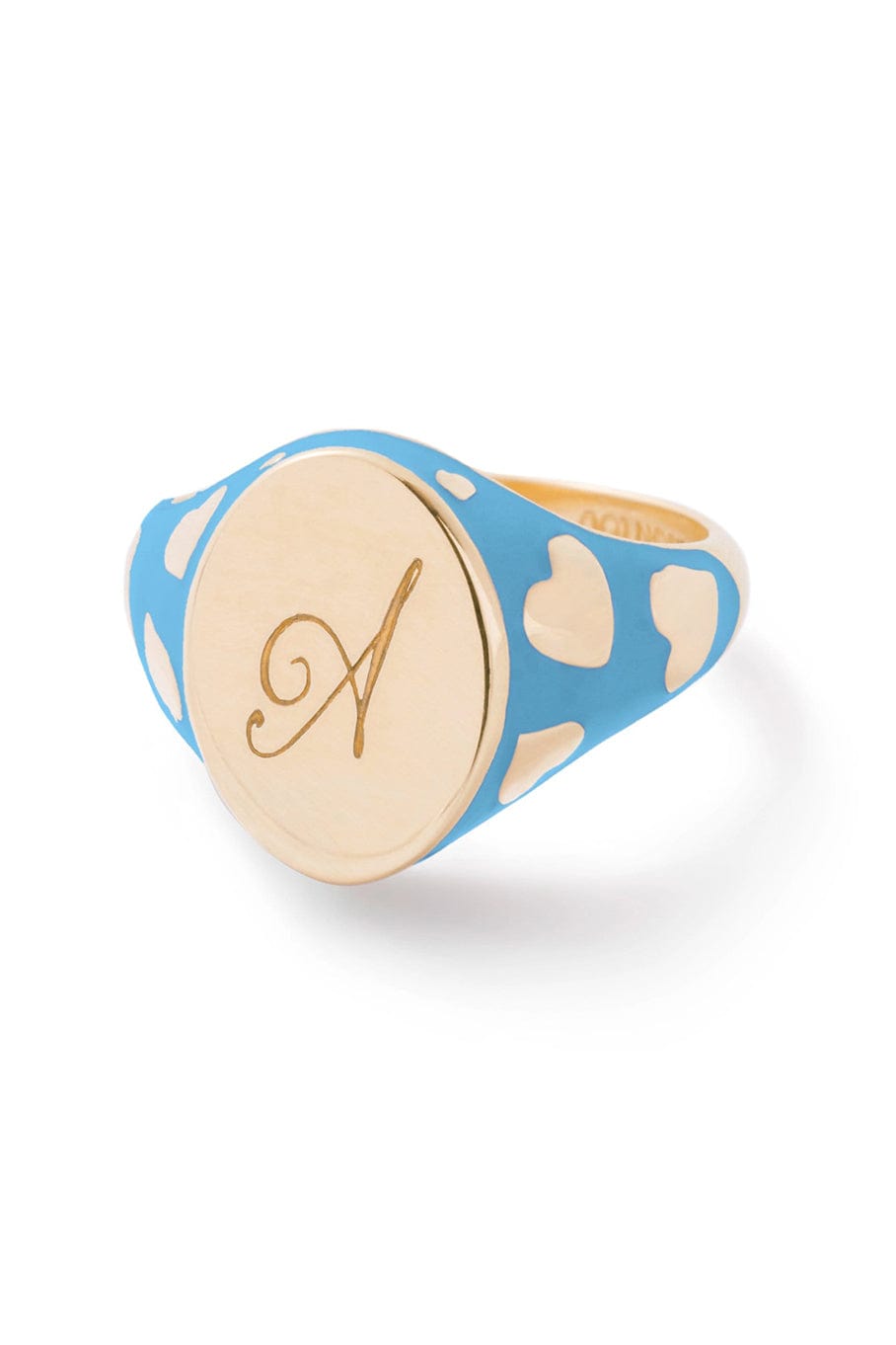 ALISON LOU-Caribbean Blue Signet Ring-YELLOW GOLD