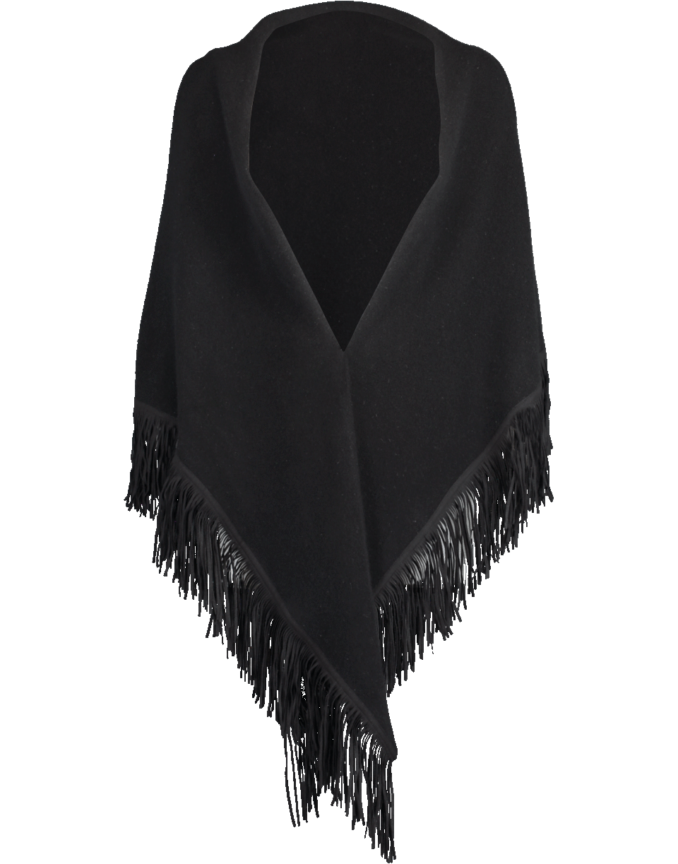 ALLUDE-Fringe Triangle Scarf-BLACK