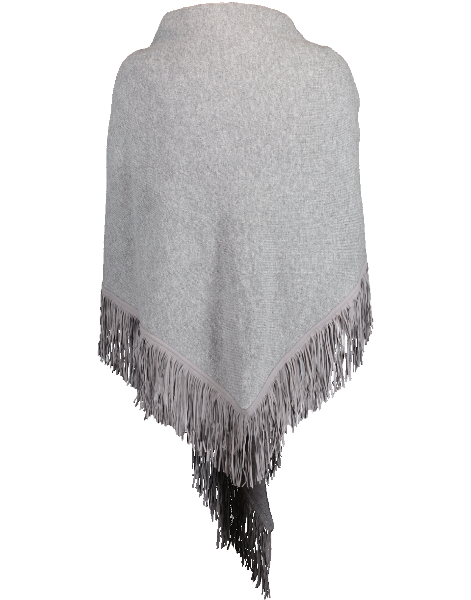 ALLUDE-Fringe Triangle Scarf-GREY