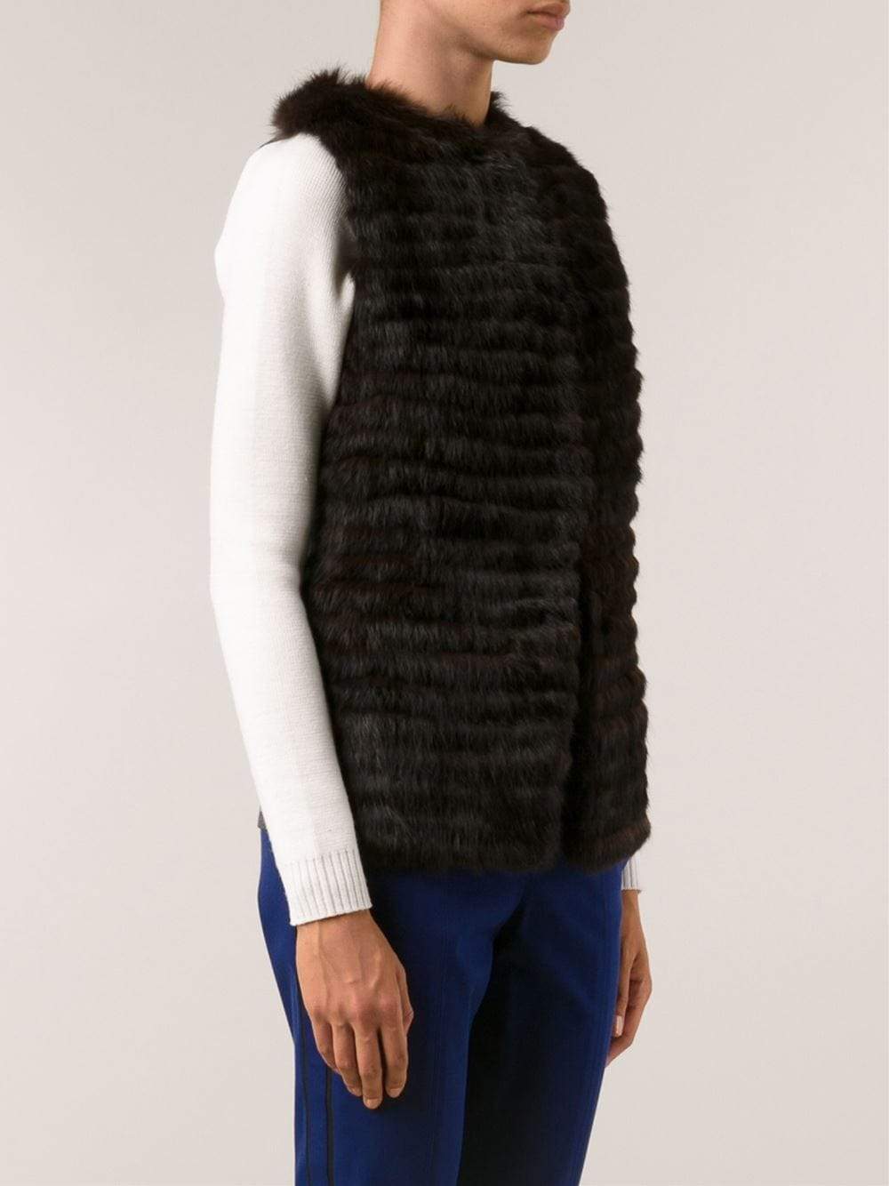 ALLUDE-Rabbit Fur Vest On Knit-