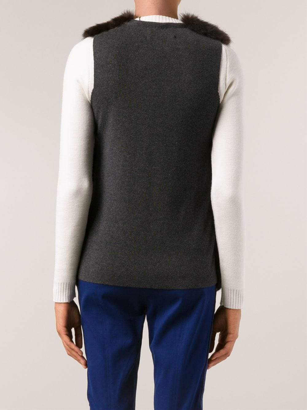 ALLUDE-Rabbit Fur Vest On Knit-