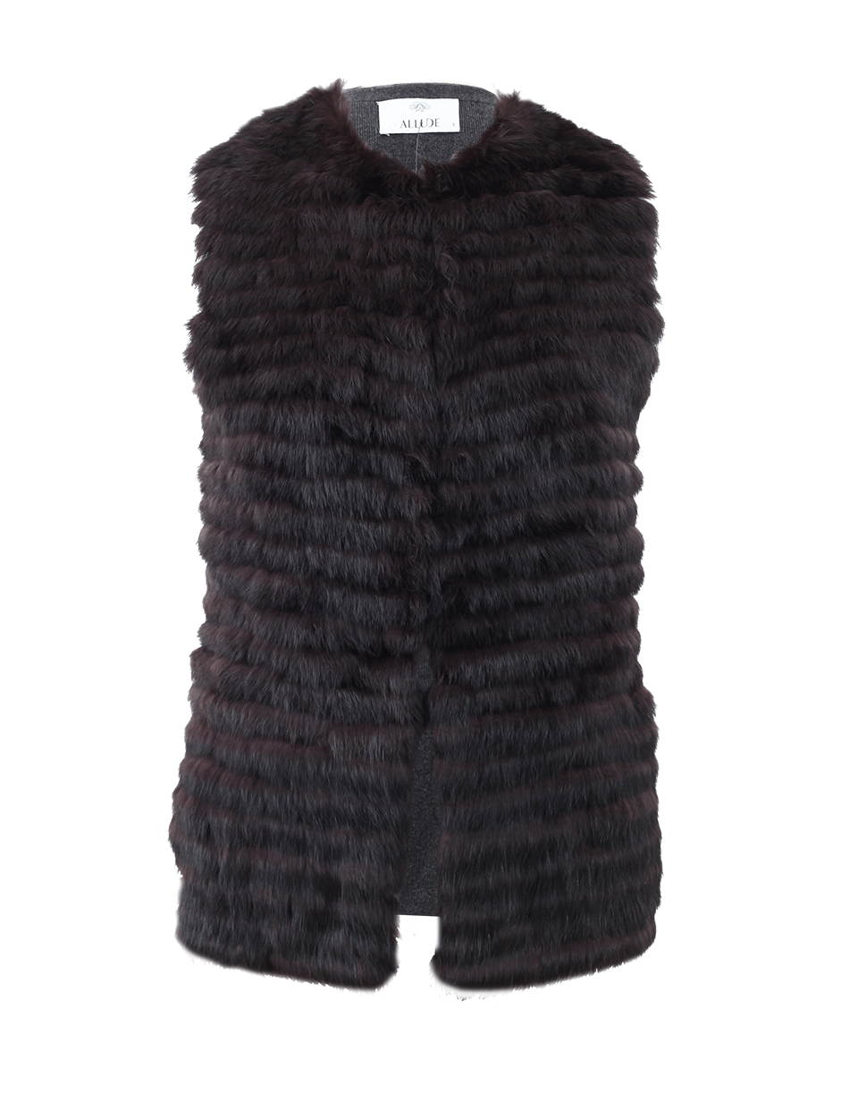 ALLUDE-Rabbit Fur Vest On Knit-