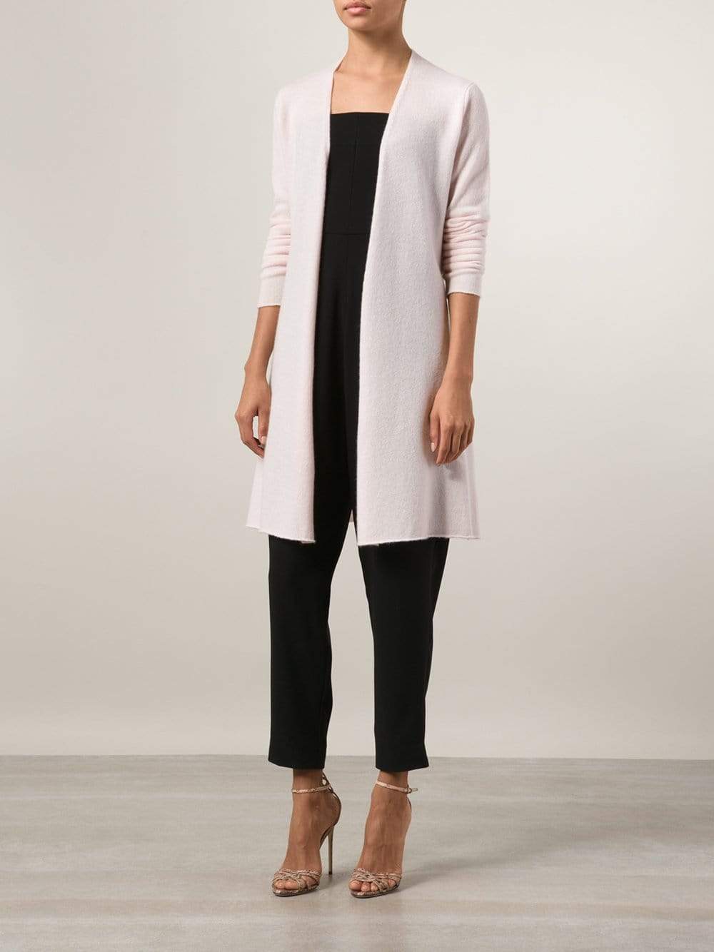 ALLUDE-Long Open Drape Cardigan-