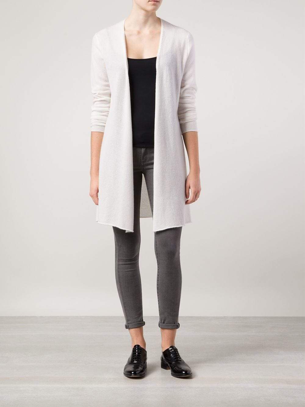 ALLUDE-Long Open Drape Cardigan-