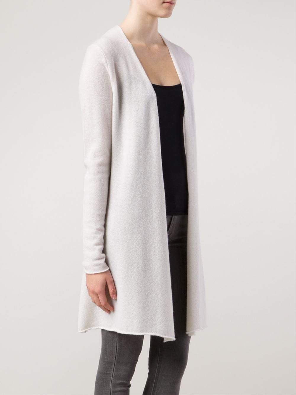 ALLUDE-Long Open Drape Cardigan-