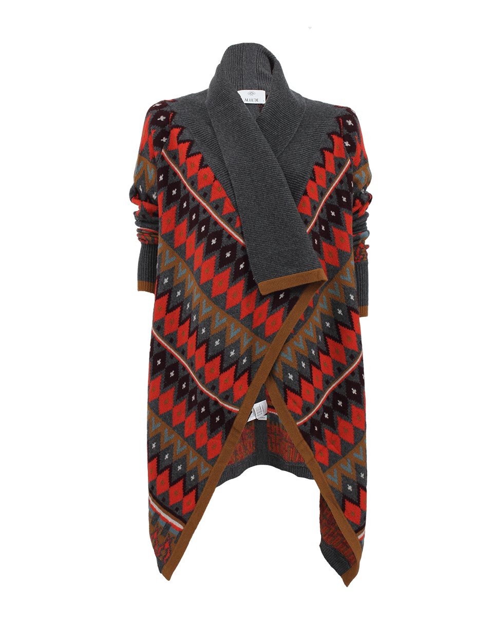 ALLUDE-Long Sleeve Poncho Style Cardigan-