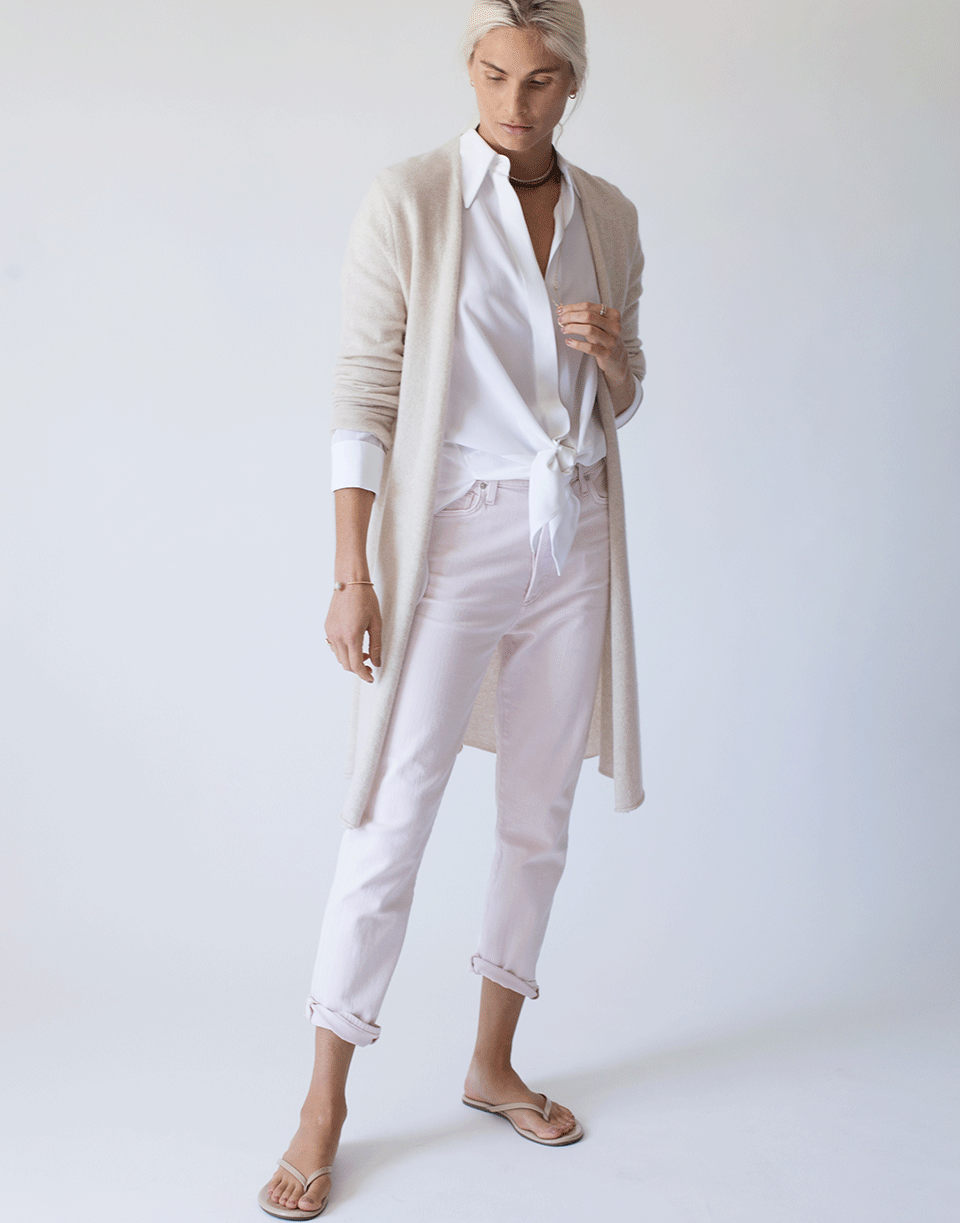 ALLUDE-Open Drape Cardigan-