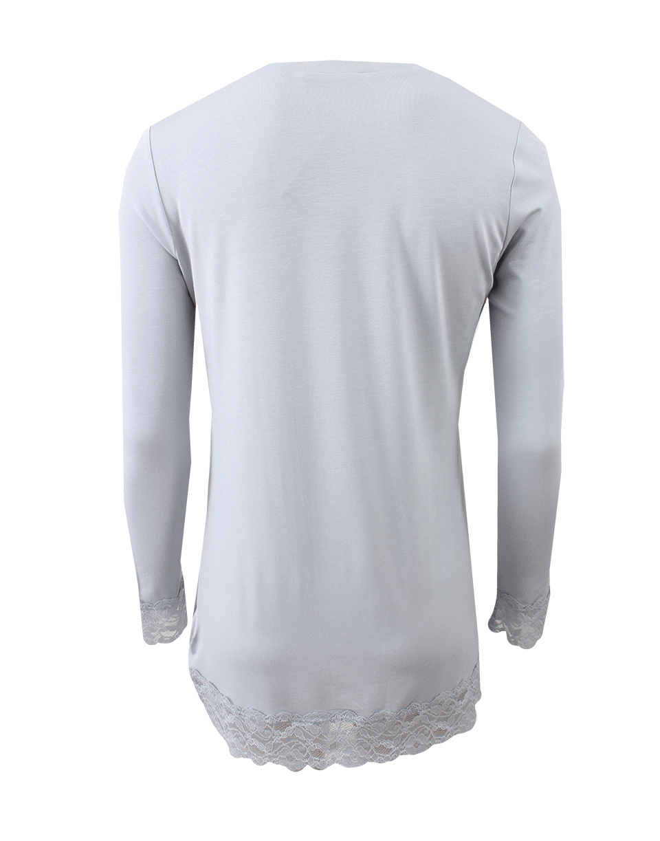 ALLUDE-Lace Trim Stretch Top-