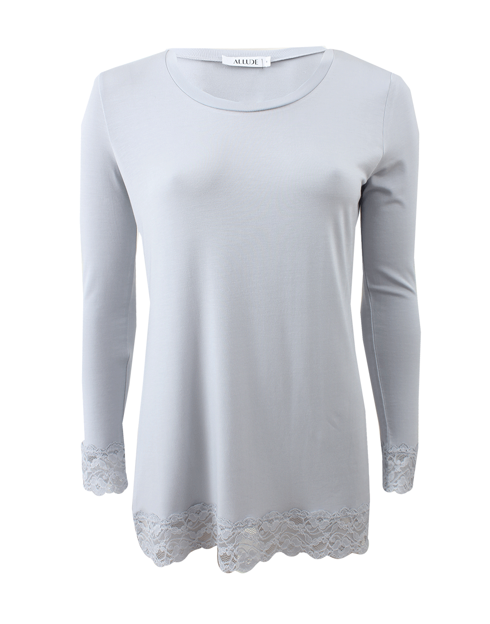 ALLUDE-Lace Trim Stretch Top-