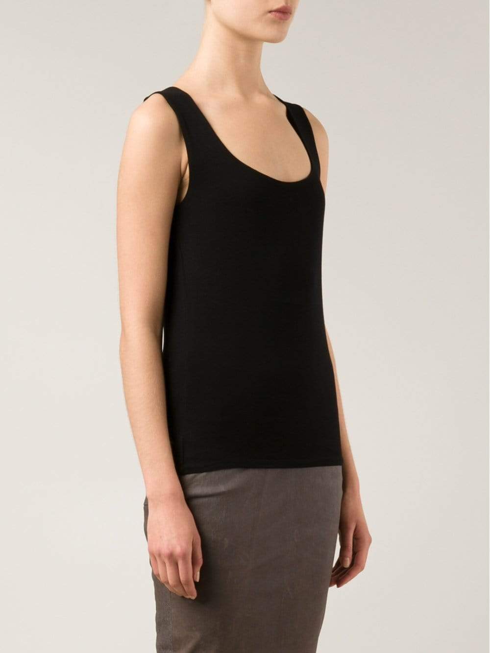 ALLUDE-Stretch Shell Tank-BLACK