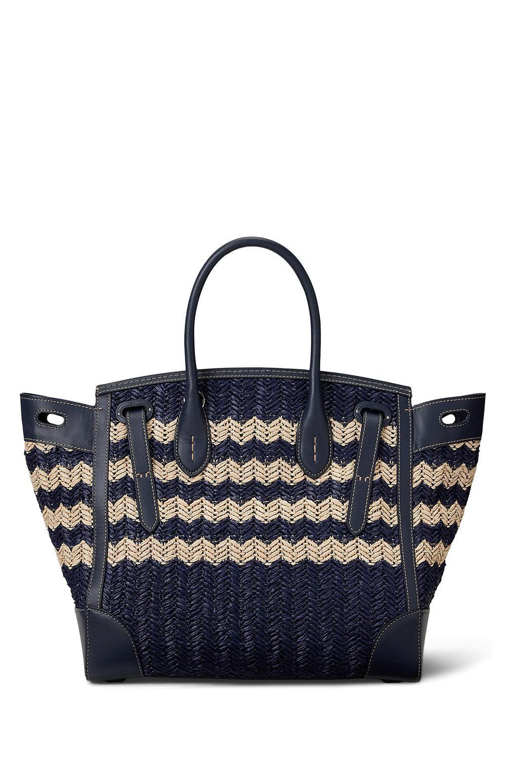 Soft Ricky 33 Raffia Bag-NVY/NAT-O/S-HANDBAGTOP HANDLE-RALPH LAUREN