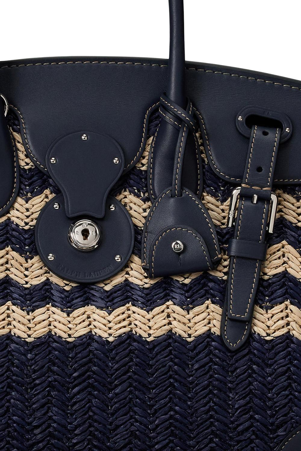 Soft Ricky 33 Raffia Bag-NVY/NAT-O/S-HANDBAGTOP HANDLE-RALPH LAUREN