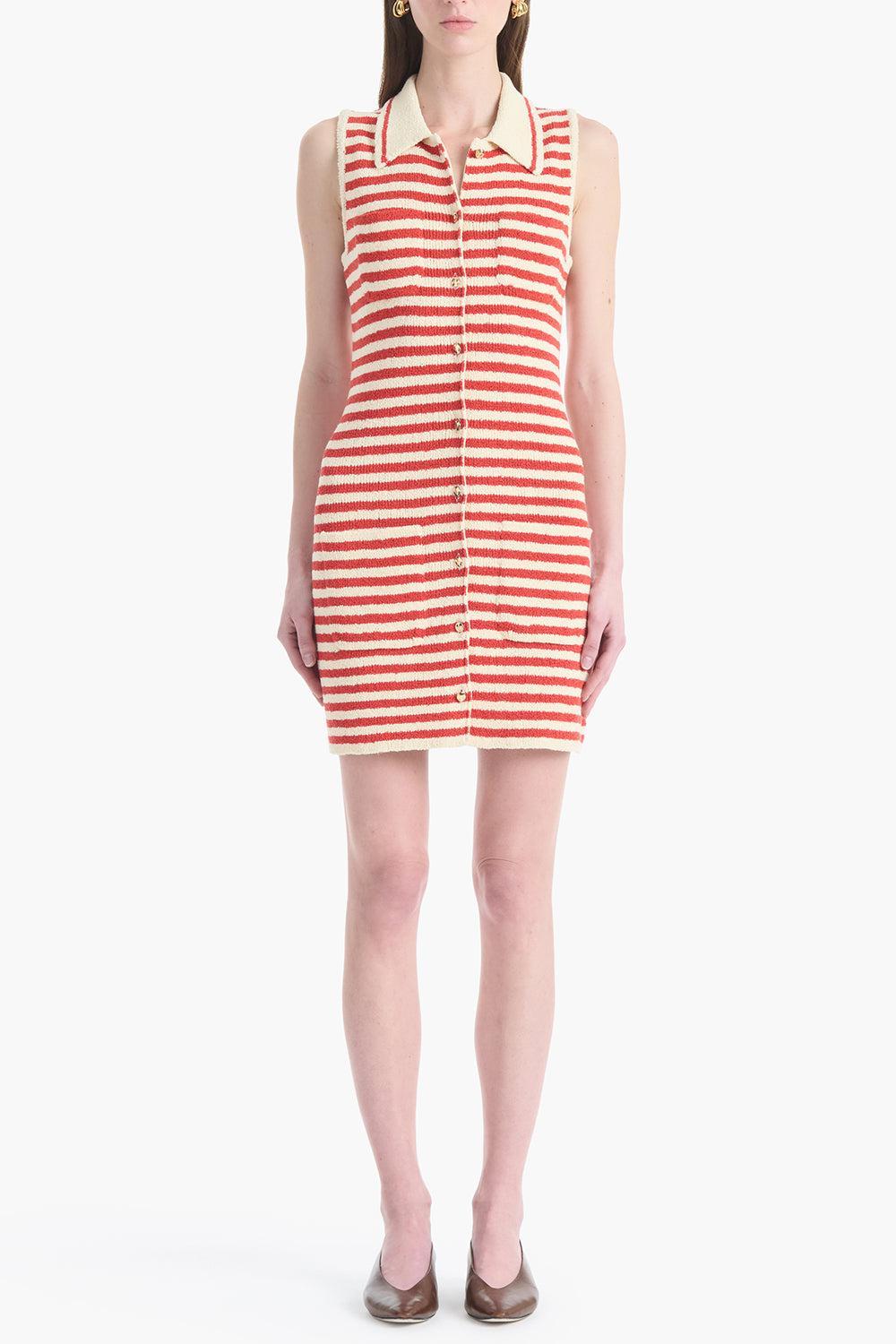 Mamie Dress - Red Ivory-STRIPE-XS-CLOTHINGDRESSCASUAL-ALTUZARRA