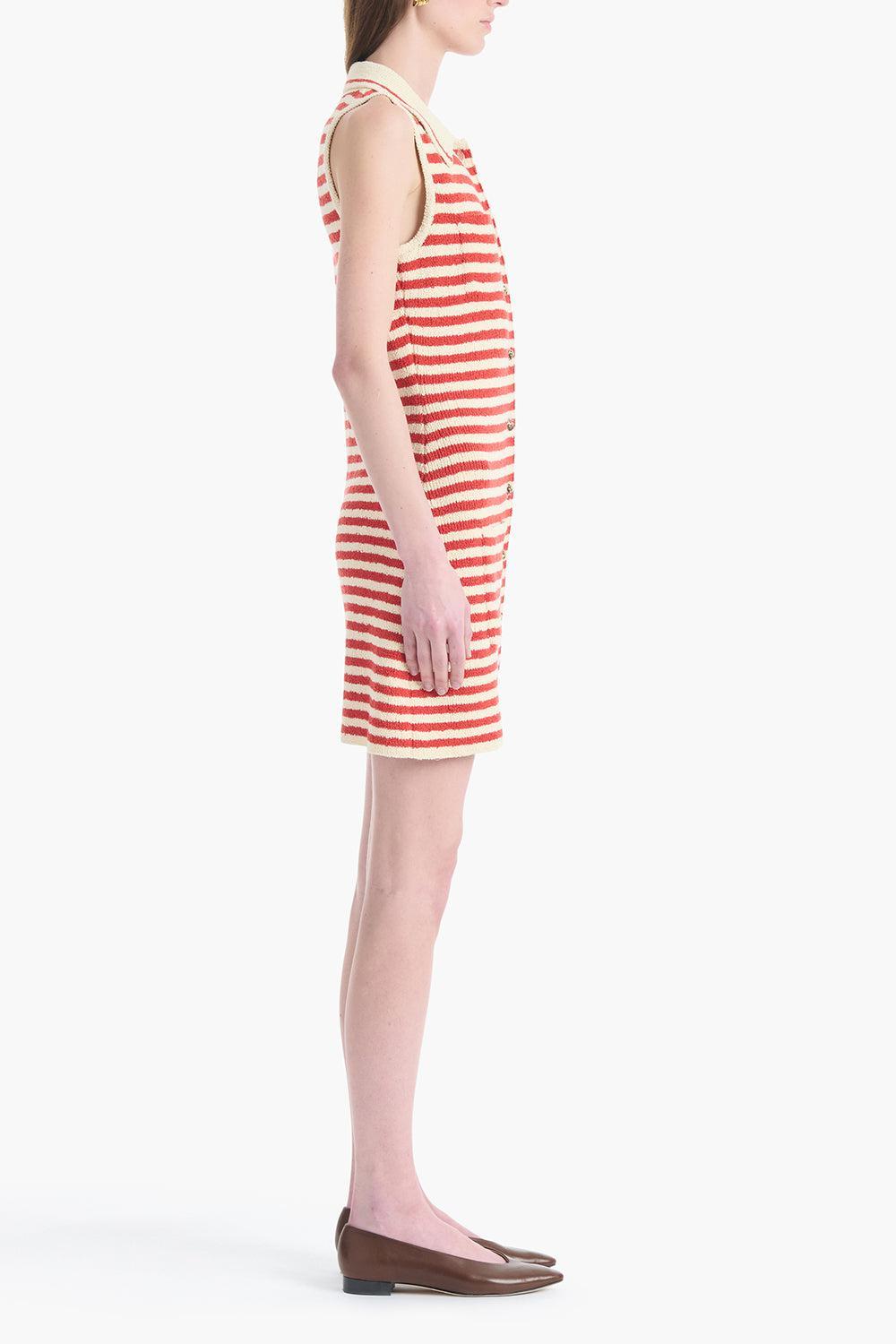 Mamie Dress - Red Ivory-STRIPE-XS-CLOTHINGDRESSCASUAL-ALTUZARRA