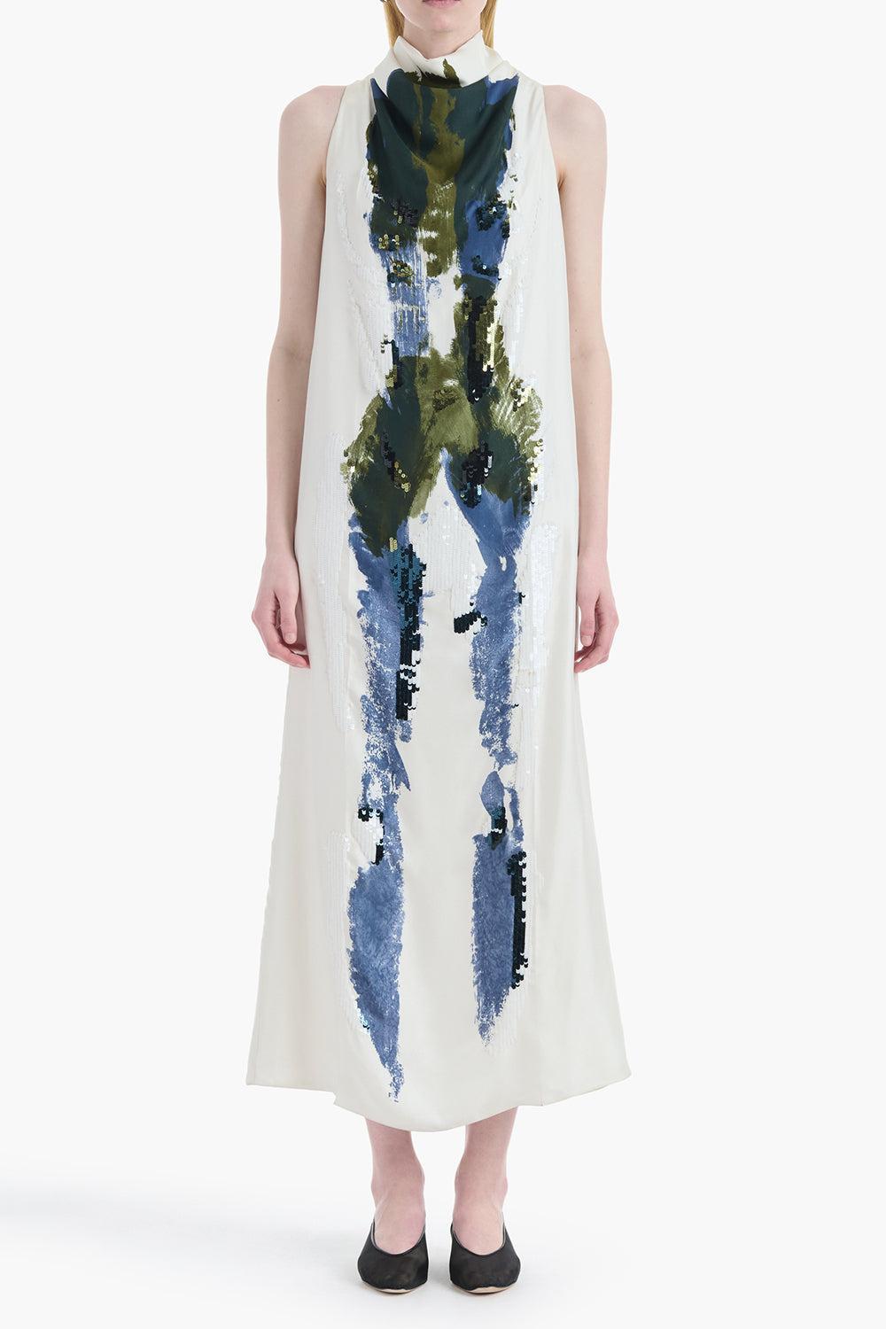 Noori High Neck Dress-BLUE-38-CLOTHINGDRESSEVENING-ALTUZARRA