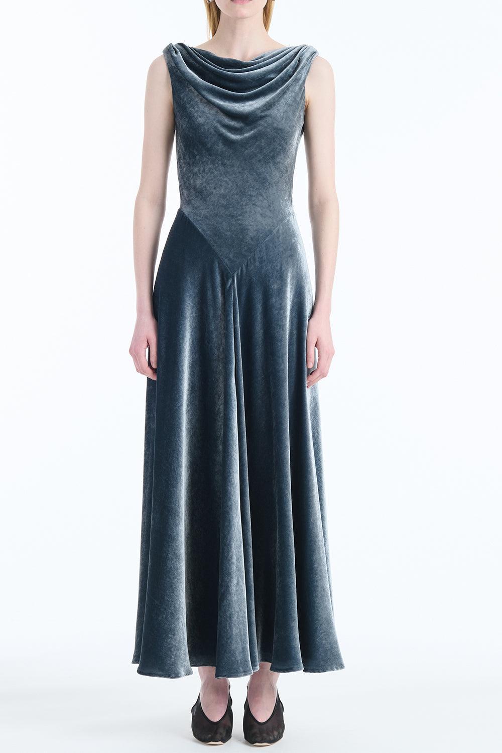 Drina Velvet Maxi Dress-GREY-36-CLOTHINGDRESSEVENING-ALTUZARRA