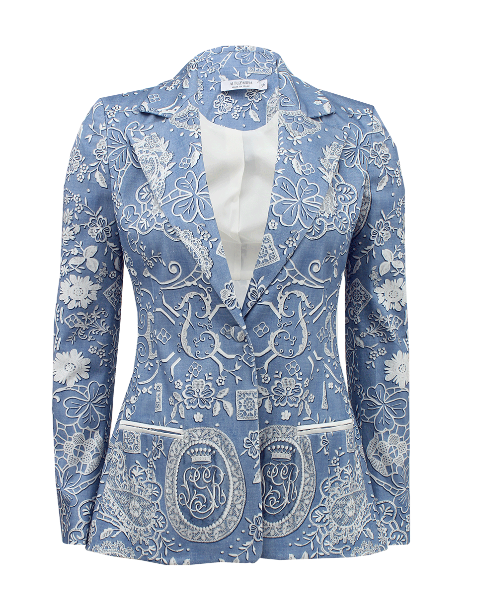 ALTUZARRA-Single Button Lace Print Blazer-