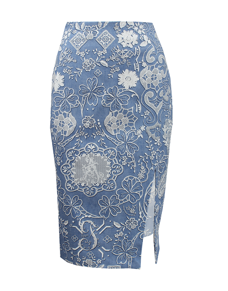 ALTUZARRA-High Slit Printed Pencil Skirt-