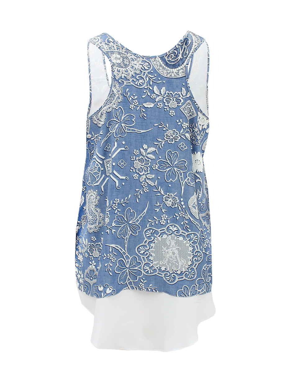 ALTUZARRA-Sleeveless Racer Back Print Lace Tank-