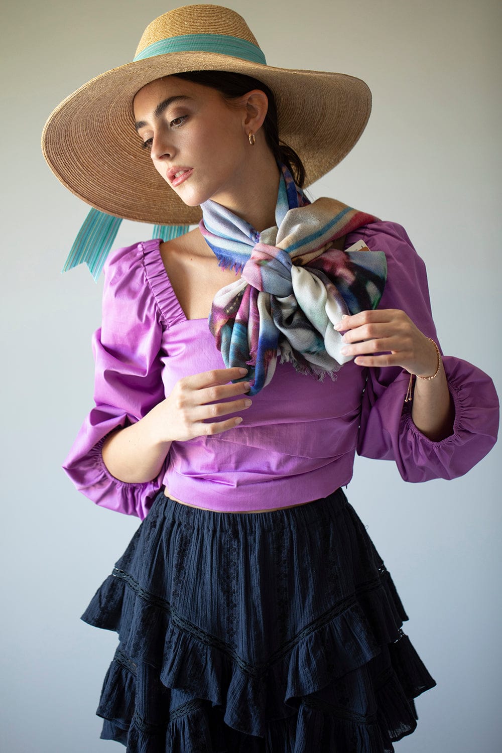 AMA PURE-Butterfly Scarf-BLUE
