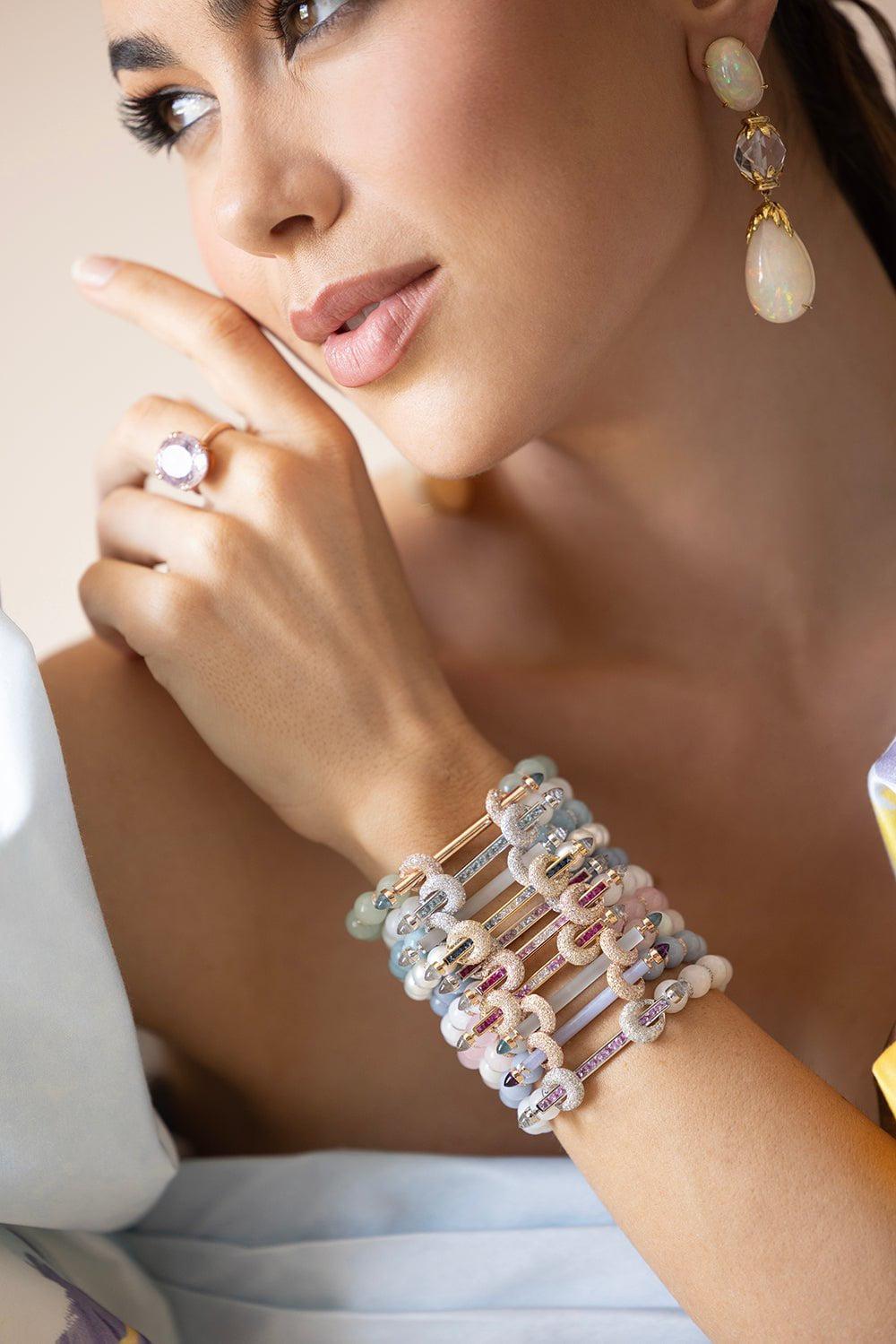 ANANYA-Aventurine Blue Topaz Chakra Bracelet-ROSE GOLD