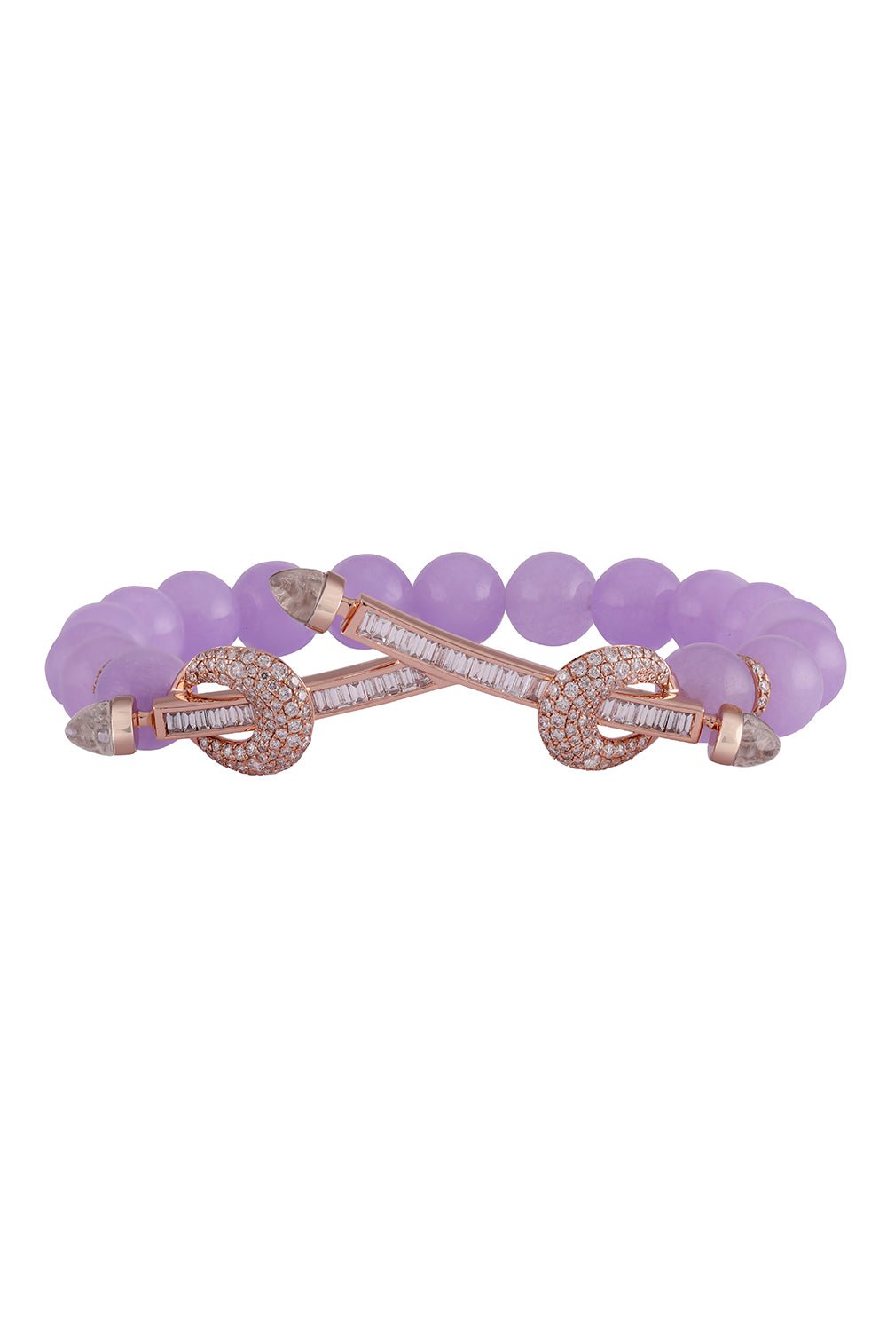 ANANYA-Lavender Quartz Diamond Twin Bar Chakra Bracelet-ROSE GOLD