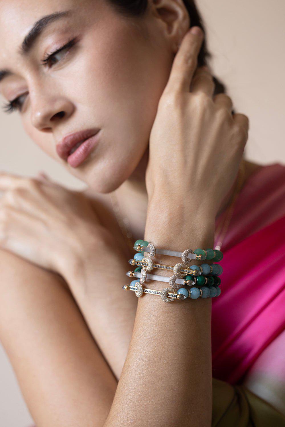 ANANYA-Malachite Quartz Chakra Bracelet-ROSE GOLD