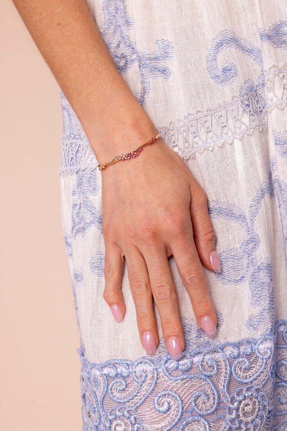 ANANYA-Ombre Scatter Bangle Bracelet-ROSE GOLD
