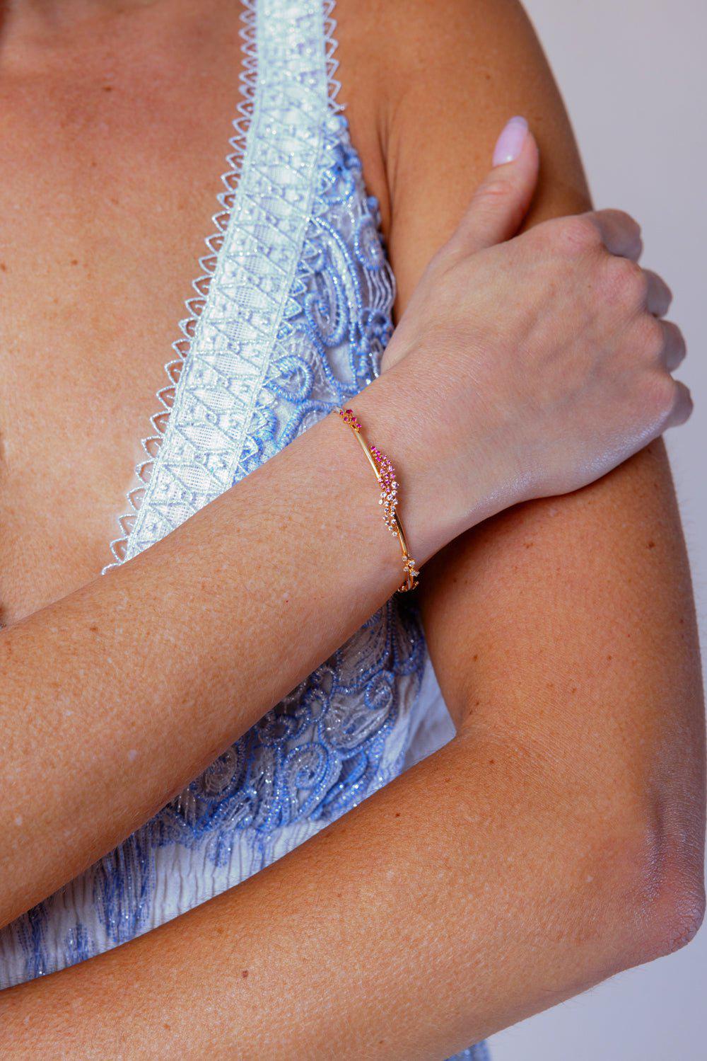 ANANYA-Ombre Scatter Bangle Bracelet-ROSE GOLD