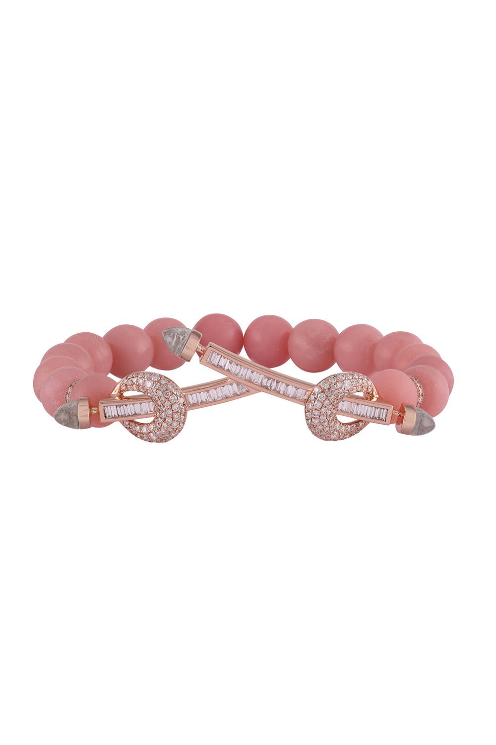 ANANYA-Pink Opal Diamond Twin Bar Chakra Bracelet-ROSE GOLD