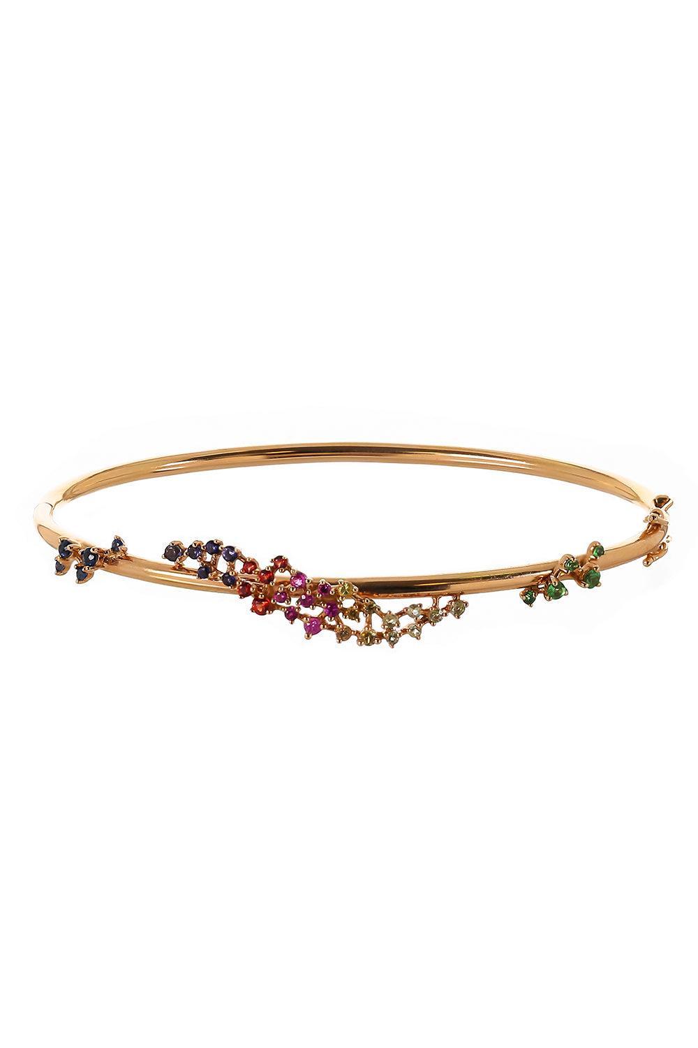 Sapphire Rainbow Scatter Bangle Bracelet-ROSE GOLD-JEWELRYFINE JEWELBRACELET O-ANANYA