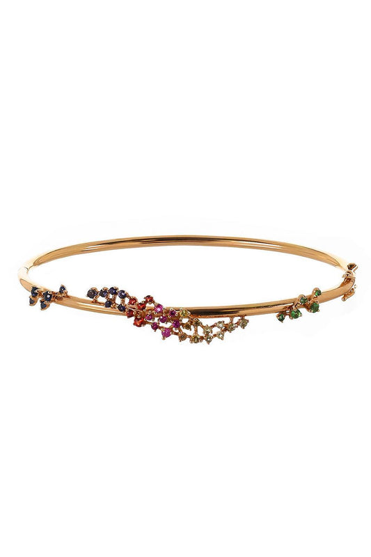 Sapphire Rainbow Scatter Bangle Bracelet-ROSE GOLD-JEWELRYFINE JEWELBRACELET O-ANANYA