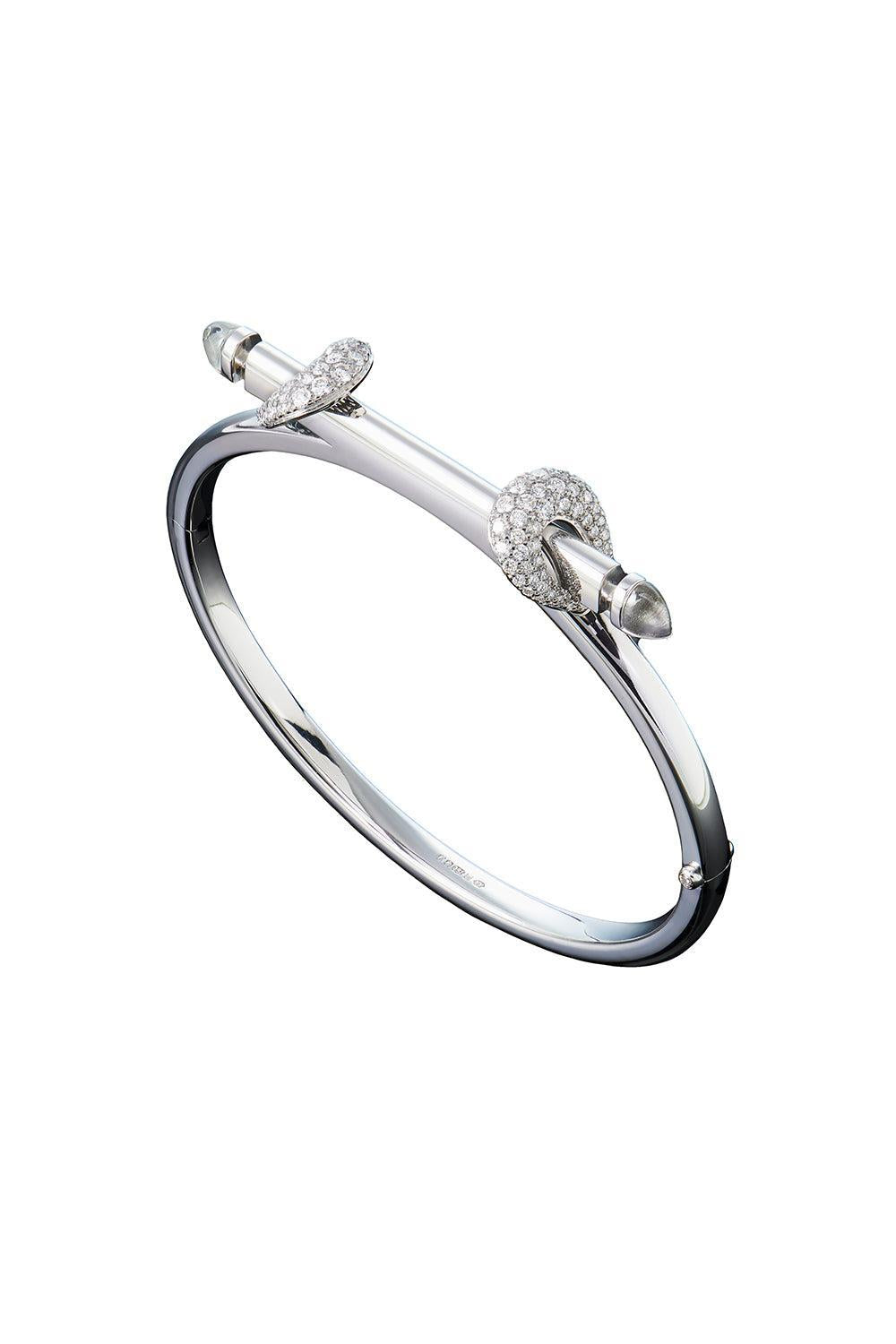 Crystal Quartz Diamond Icon Chakra Bracelet-WHITE GOLD-17-JEWELRYFINE JEWELBRACELET O-ANANYA