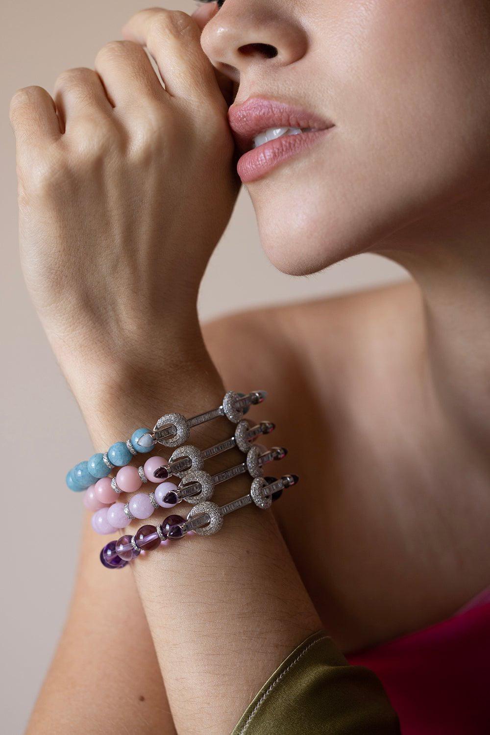 ANANYA-Amethyst Diamond Chakra Bracelet-WHITE GOLD