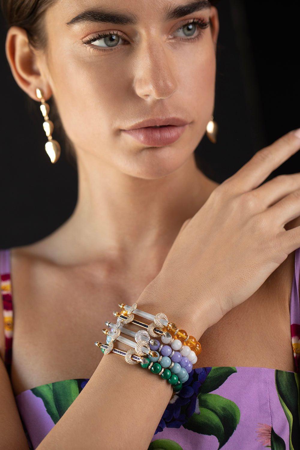 ANANYA-Aquamarine Citrine Chakra Bracelet-YELLOW GOLD