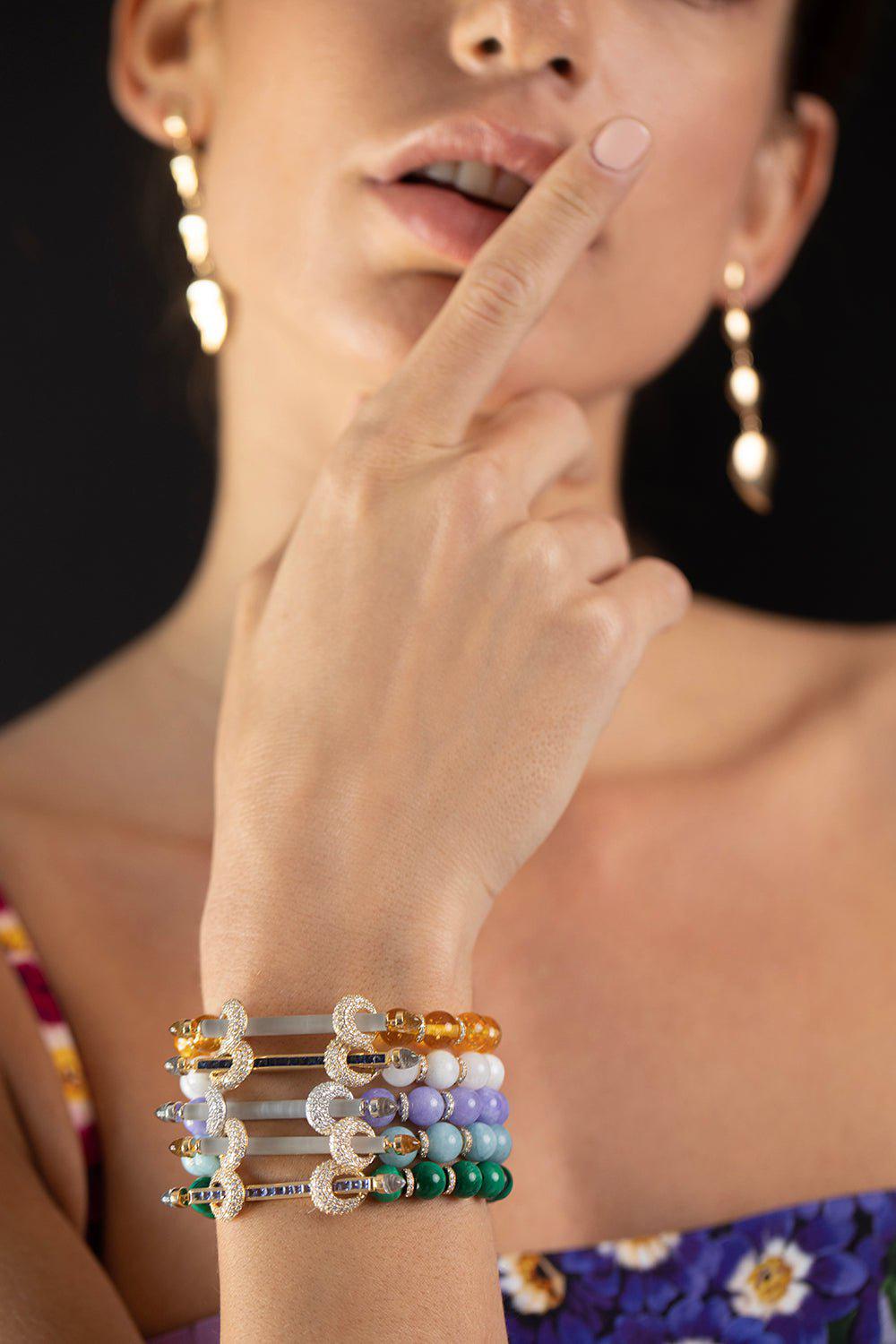 ANANYA-Aquamarine Citrine Chakra Bracelet-YELLOW GOLD