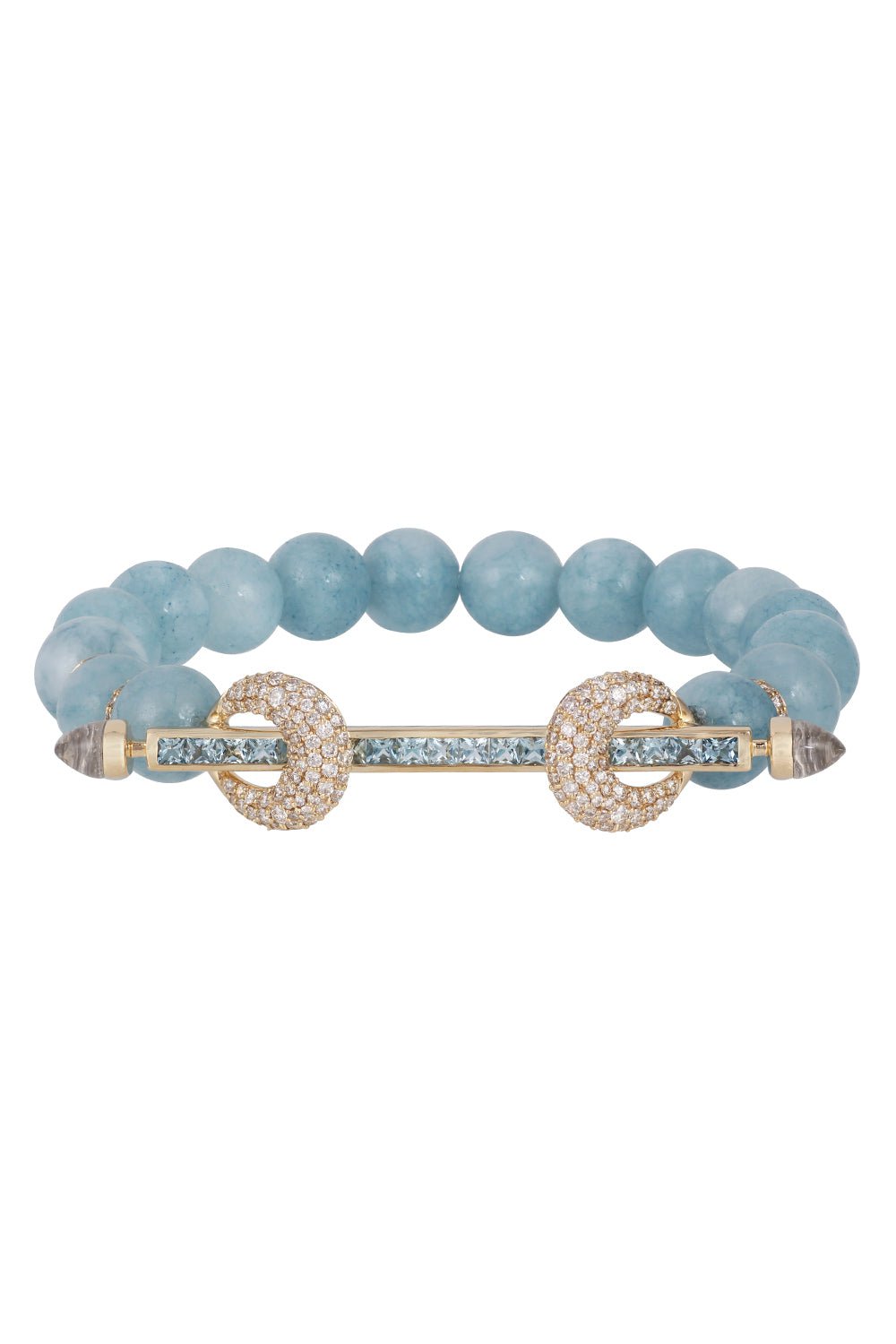 ANANYA-Aquamarine Diamond Chakra Bracelet-YELLOW GOLD