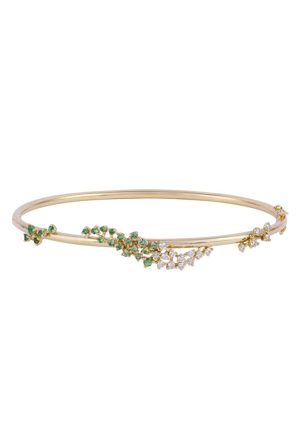 ANANYA-Green Ombre Scatter Bangle Bracelet-YELLOW GOLD