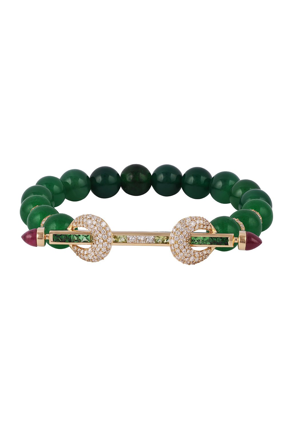 ANANYA-Jade Green Ombre Chakra Bracelet-YELLOW GOLD