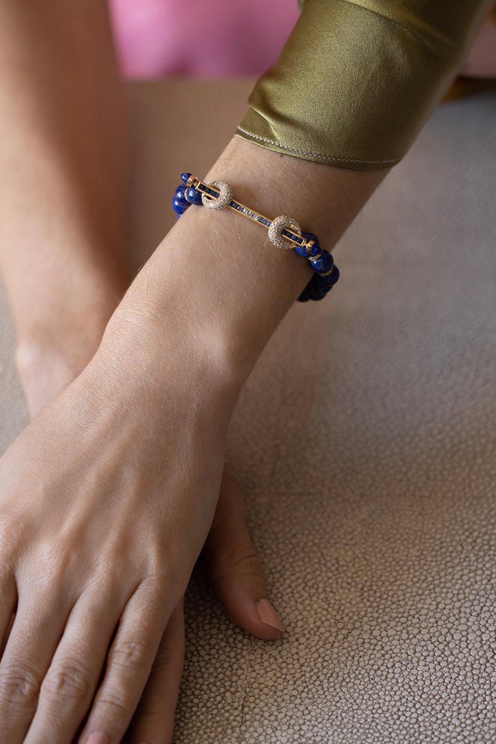 ANANYA-Lapis Blue Ombre Chakra Bracelet-YELLOW GOLD