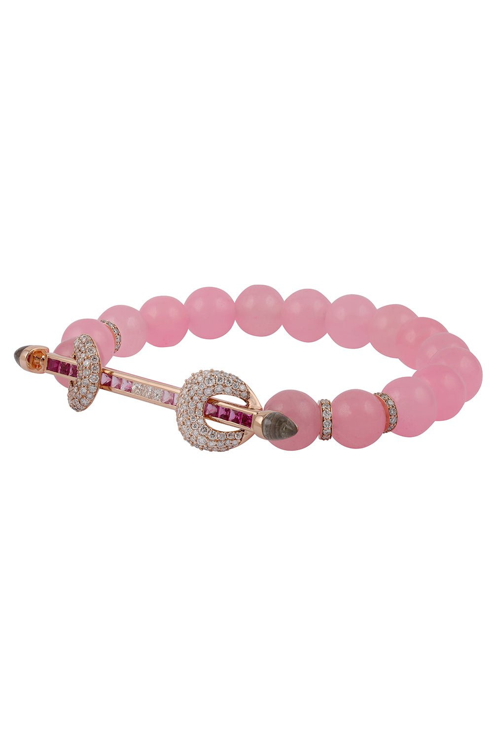 ANANYA-Rose Quartz Ruby Chakra Bracelet-YELLOW GOLD