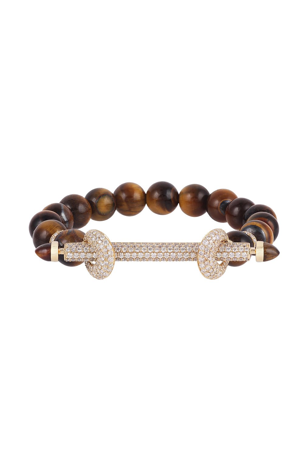 ANANYA-Tigers Eye Diamond Chakra Bracelet-YELLOW GOLD