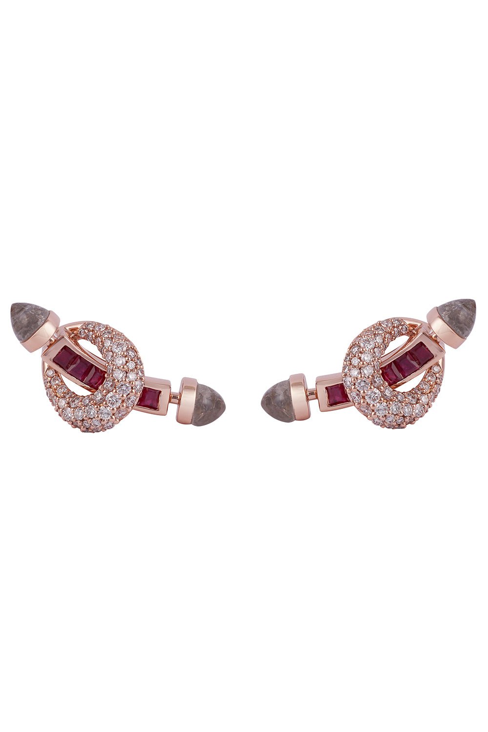 ANANYA-Ruby Diamond Chakra Bar Stud Earrings-ROSE GOLD