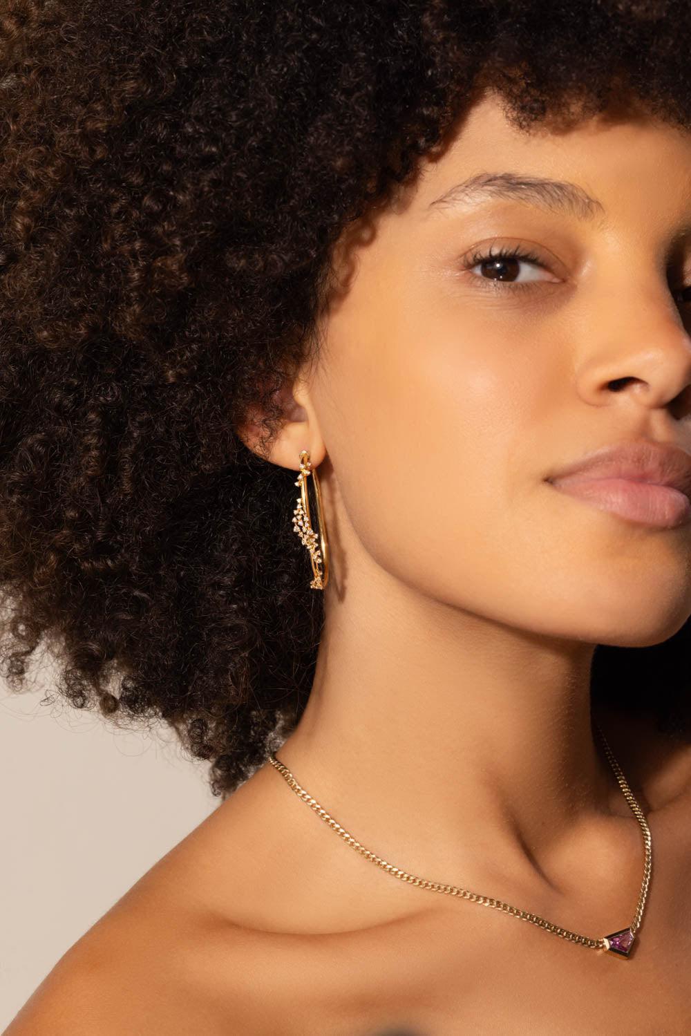 ANANYA-Large Scatter Diamond Hoop Earrings-YELLOW GOLD