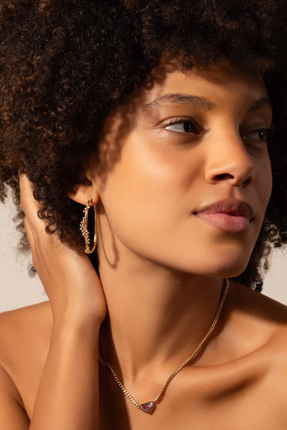 ANANYA-Large Scatter Diamond Hoop Earrings-YELLOW GOLD